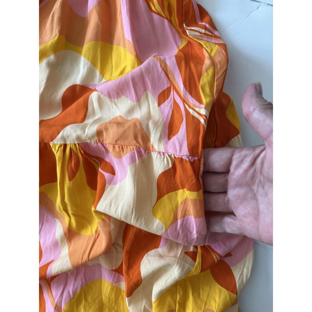 Abel The Label Dress Womens Small Orange Pink Floral Maxi Sundress Tropical - Picture 9 of 11